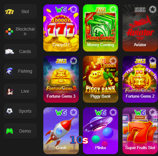 Main screen of 10S game page for PK players